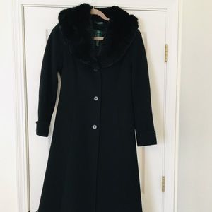 Ralph Lauren Long Coat with Fur Collar